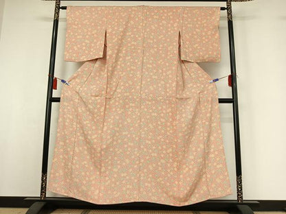 平和屋着物▽上質な小紋　単衣　枝梅文　正絹　逸品　AABI4977jh