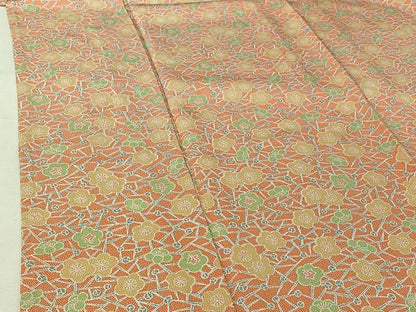 平和屋着物▽上質な小紋　単衣　枝梅文　正絹　逸品　AABI4977jh