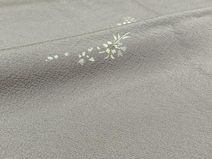 平和屋着物▽上質な小紋　単衣　草花文　正絹　逸品　AABI4979jh