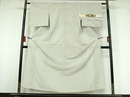 平和屋着物▽本塩沢　単衣　十字絣　証紙付き　正絹　逸品　AABI4980jh