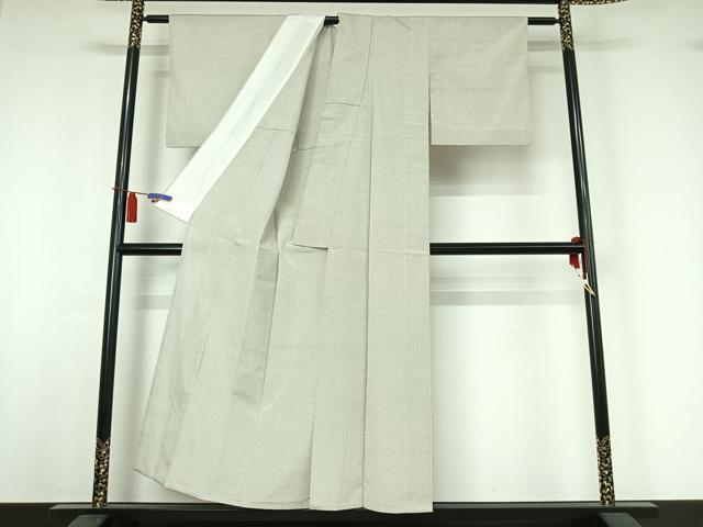 平和屋着物▽本塩沢　単衣　十字絣　証紙付き　正絹　逸品　AABI4980jh