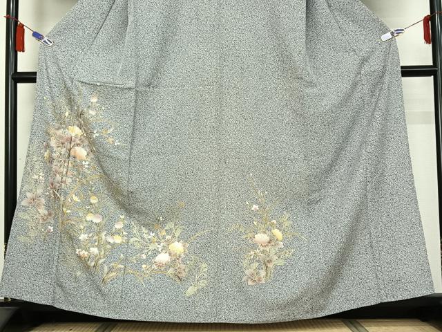 平和屋着物▽訪問着　単衣　草花文　暈し染め　金彩　正絹　逸品　AABI4981jh