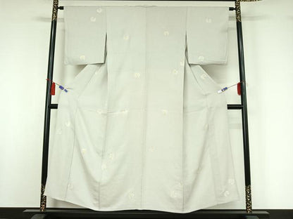 平和屋着物▽上質な小紋　単衣　松葉　金彩　正絹　逸品　AABI4985jh