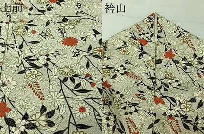 平和屋着物▽上質な小紋　単衣　草花文　金彩　正絹　逸品　AABI4986jh