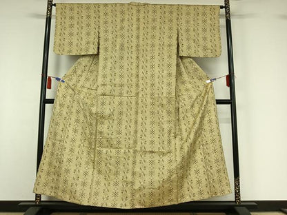 平和屋着物▽上質な紬　単衣　琉球絣　正絹　逸品　AABI4987jh