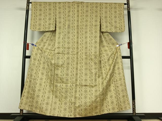 平和屋着物▽上質な紬　単衣　琉球絣　正絹　逸品　AABI4987jh
