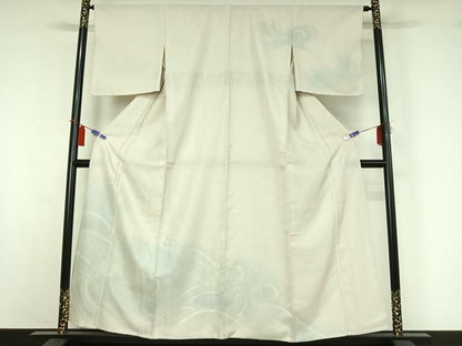 平和屋着物▽訪問着　無双　紗袷　紗×絽　流水萩文　暈し染め　金彩　正絹　逸品　AABI4988jh