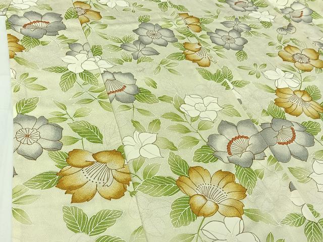 平和屋着物▽上質な小紋　単衣　草花文　正絹　逸品　AABI4990jh