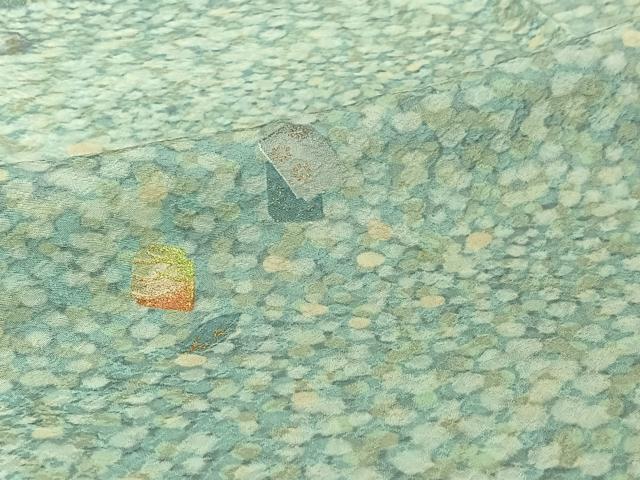 平和屋着物▽上質な小紋　単衣　舞葉文　金彩　正絹　逸品　AABI4992jh