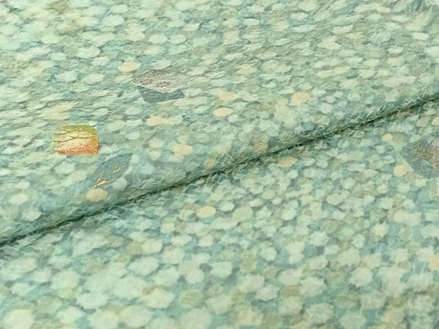 平和屋着物▽上質な小紋　単衣　舞葉文　金彩　正絹　逸品　AABI4992jh