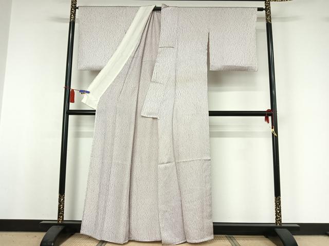 平和屋着物▽上質な小紋　単衣　絞り　杢目文様　正絹　逸品　AABI4993jh