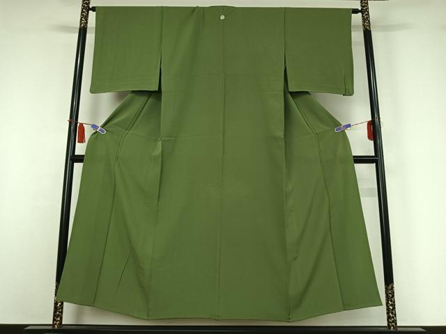 平和屋着物▽上質な色無地　単衣　柳染色　正絹　逸品　AABI4995jh