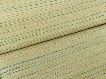 平和屋着物▽上質な紬　単衣　横段文　正絹　逸品　AABI4997jh