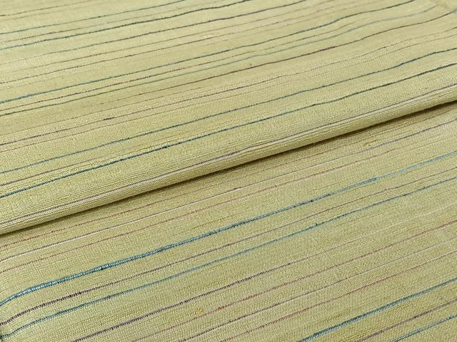 平和屋着物▽上質な紬　単衣　横段文　正絹　逸品　AABI4997jh