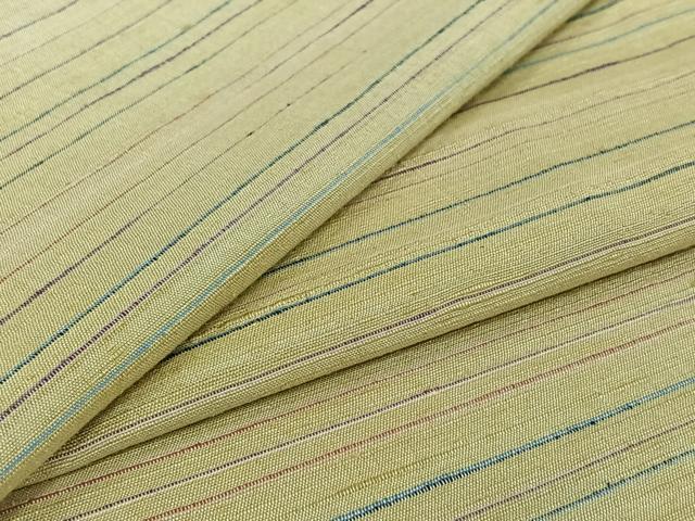 平和屋着物▽上質な紬　単衣　横段文　正絹　逸品　AABI4997jh
