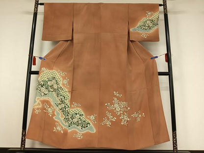 平和屋着物▽訪問着　単衣　絞り　辻が花　暈し染め　正絹　逸品　AABI4999jh