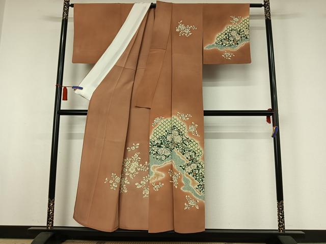 平和屋着物▽訪問着　単衣　絞り　辻が花　暈し染め　正絹　逸品　AABI4999jh