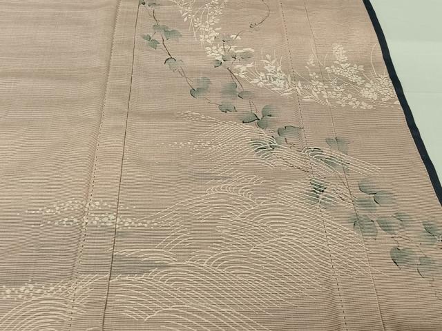 平和屋着物▽訪問着　無双　紗袷　紗×絽　流水花文　正絹　逸品　AABI5001jh