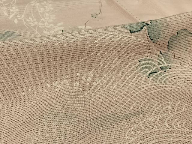 平和屋着物▽訪問着　無双　紗袷　紗×絽　流水花文　正絹　逸品　AABI5001jh