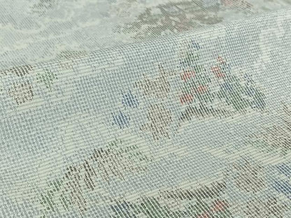 平和屋着物▽上質な紬　単衣　風景文　正絹　逸品　AABI5006jh
