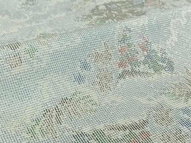 平和屋着物▽上質な紬　単衣　風景文　正絹　逸品　AABI5006jh