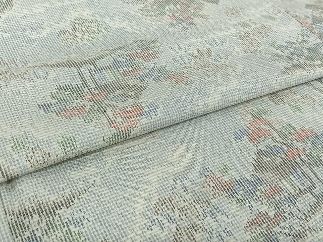 平和屋着物▽上質な紬　単衣　風景文　正絹　逸品　AABI5006jh