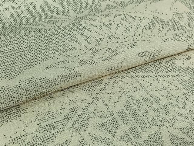 平和屋着物▽本塩沢　単衣　110亀甲　風景松竹梅文　正絹　逸品　AABI5008jh