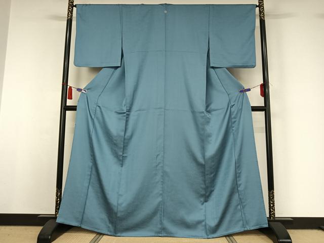 平和屋着物▽上質な色無地　単衣　勿忘草色　正絹　逸品　AABI5009jh