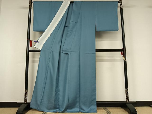 平和屋着物▽上質な色無地　単衣　勿忘草色　正絹　逸品　AABI5009jh