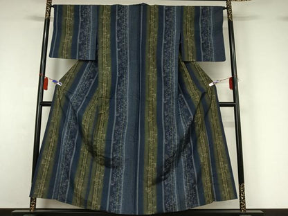 平和屋着物▽上質な紬　単衣　南天文　正絹　逸品　AABI5010jh
