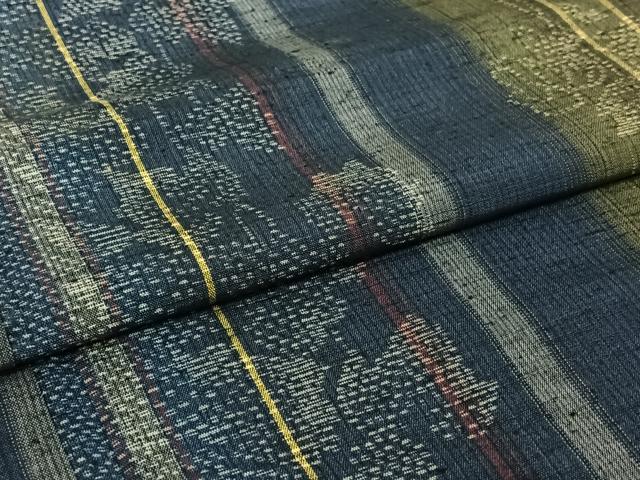平和屋着物▽上質な紬　単衣　南天文　正絹　逸品　AABI5010jh