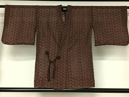 平和屋着物▽道中着　スリーシーズン　春夏秋　塵除け　草葉文　正絹　逸品　AABI5011jh