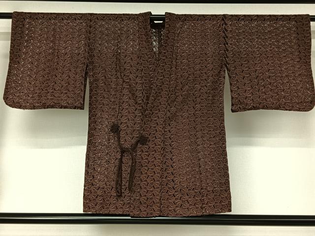 平和屋着物▽道中着　スリーシーズン　春夏秋　塵除け　草葉文　正絹　逸品　AABI5011jh