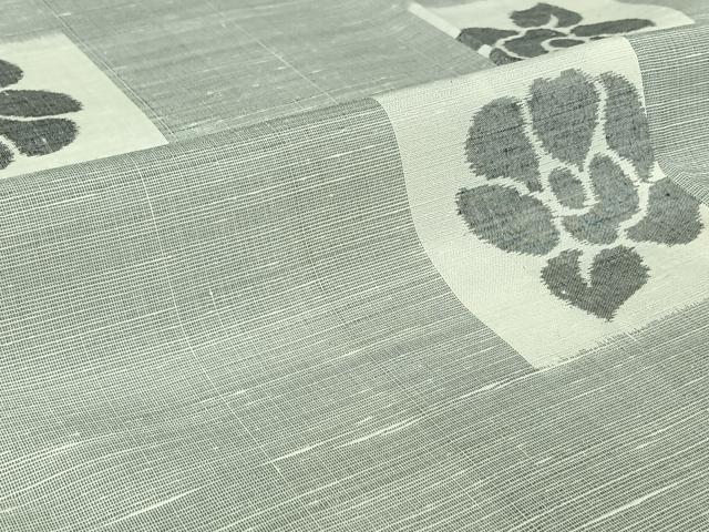平和屋着物▽紬屋吉平　萬代紬　単衣　草花文　証紙付き　正絹　逸品　AABI5013jh