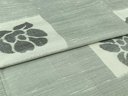 平和屋着物▽紬屋吉平　萬代紬　単衣　草花文　証紙付き　正絹　逸品　AABI5013jh