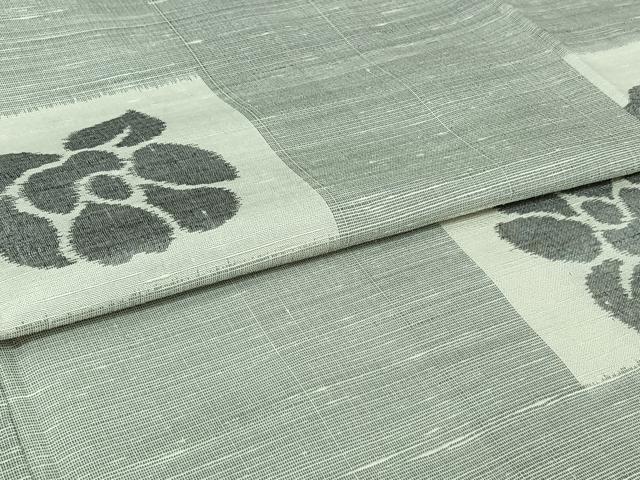 平和屋着物▽紬屋吉平　萬代紬　単衣　草花文　証紙付き　正絹　逸品　AABI5013jh
