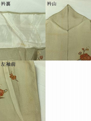 平和屋着物▽上質な小紋　単衣　枝花文　金彩　正絹　逸品　AABI5015jh