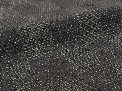 平和屋着物▽上質な紬　単衣　市松文様　正絹　逸品　AABI5017jh