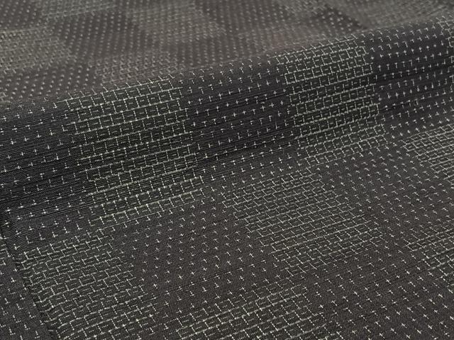 平和屋着物▽上質な紬　単衣　市松文様　正絹　逸品　AABI5017jh