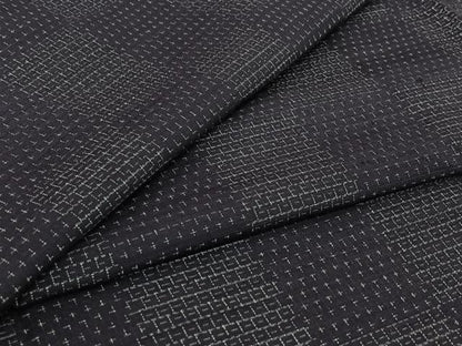 平和屋着物▽上質な紬　単衣　市松文様　正絹　逸品　AABI5017jh