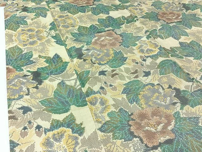 平和屋着物▽本場大島紬　単衣　草花文　正絹　逸品　AABI5019jh
