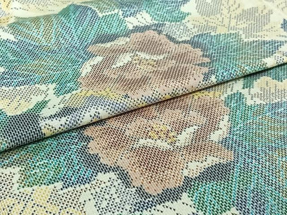 平和屋着物▽本場大島紬　単衣　草花文　正絹　逸品　AABI5019jh