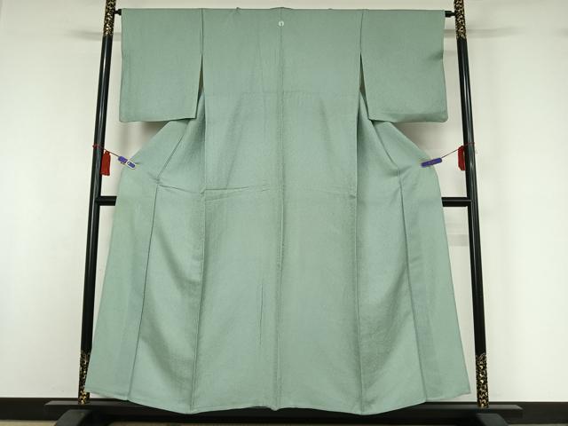 平和屋着物▽上質な色無地　単衣　錆青磁色　正絹　逸品　AABI5020jh
