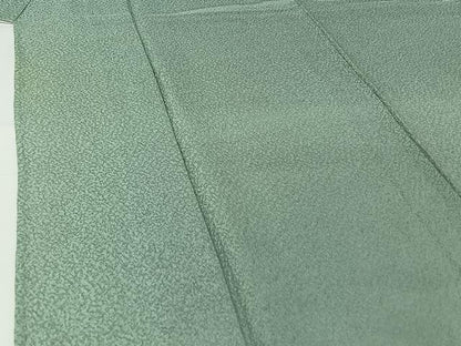 平和屋着物▽上質な色無地　単衣　錆青磁色　正絹　逸品　AABI5020jh
