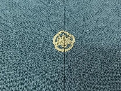 平和屋着物▽上質な色無地　単衣　紺鼠色　鬼しぼ縮緬　正絹　逸品　AABI5021jh