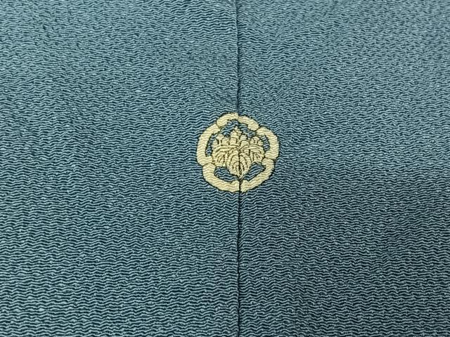平和屋着物▽上質な色無地　単衣　紺鼠色　鬼しぼ縮緬　正絹　逸品　AABI5021jh