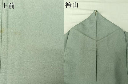 平和屋着物▽本塩沢　単衣　秘色色　正絹　逸品　AABI5023jh
