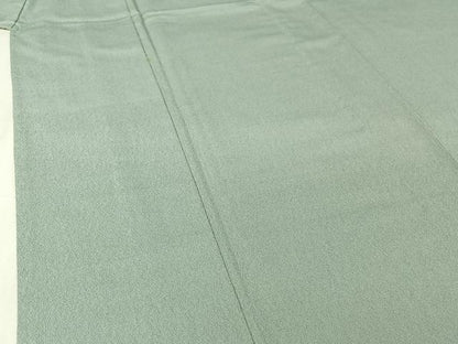 平和屋着物▽本塩沢　単衣　秘色色　正絹　逸品　AABI5023jh