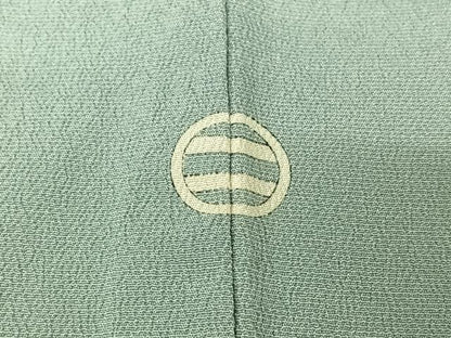 平和屋着物▽本塩沢　単衣　秘色色　正絹　逸品　AABI5023jh