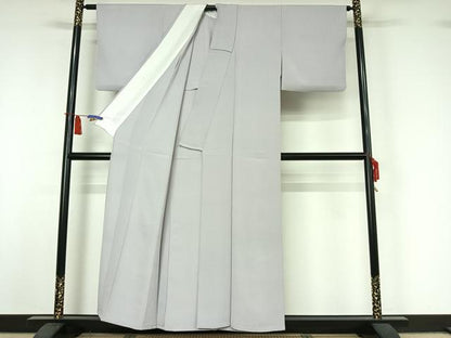 平和屋着物▽上質な色無地　単衣　暁鼠色　正絹　逸品　AABI5025jh